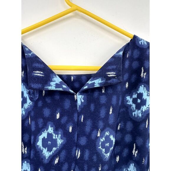 Vintage Studio C Ikat Long Shift Column Dress Blue Womens Size 10 Tie Back - Picture 10 of 12